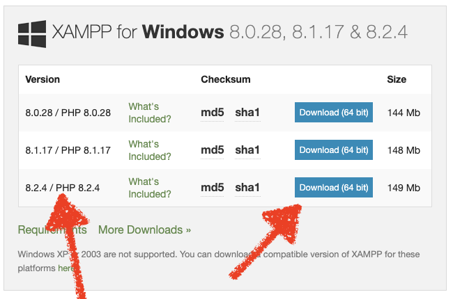 Phiên bản XAMPP 8.2.4