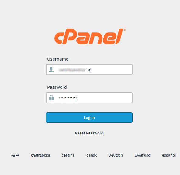 Trang đăng nhập cPanel