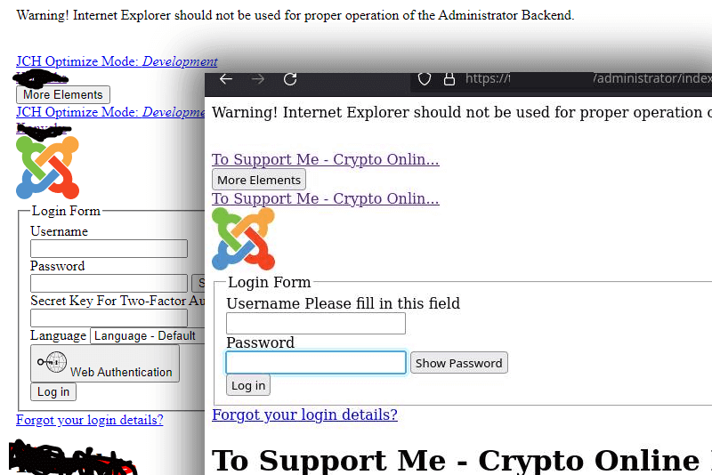 How fix Joomla 4 Warning Internet Explorer should not be used for proper operation of the Administrator Backend