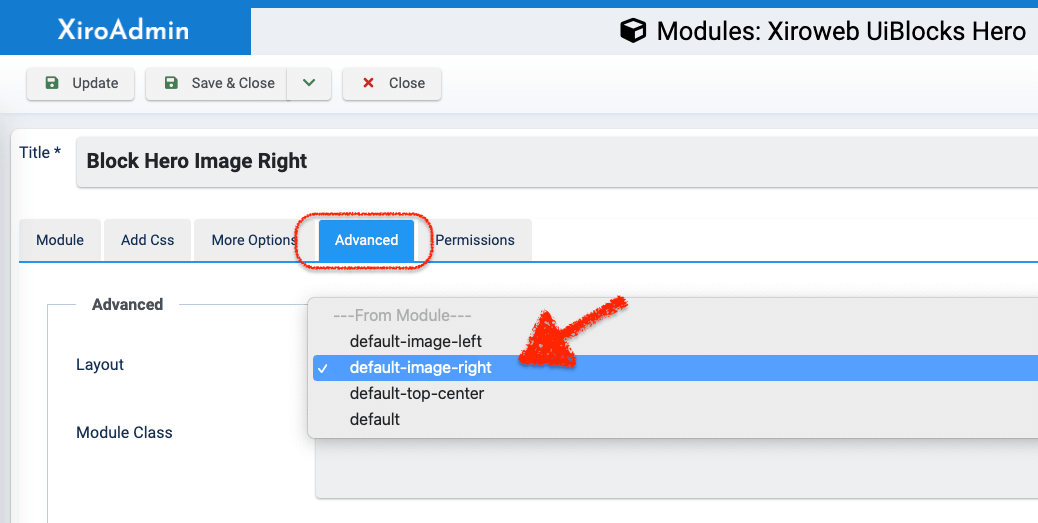Option layout image right align