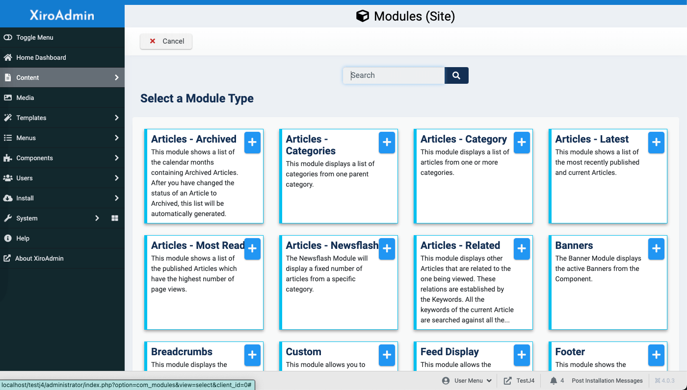 Joomla module add new