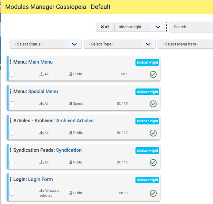 Joomla module reorder easy with Xiroadmin