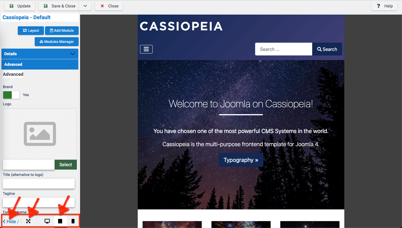 Joomla edit template preview frontend on desktop
